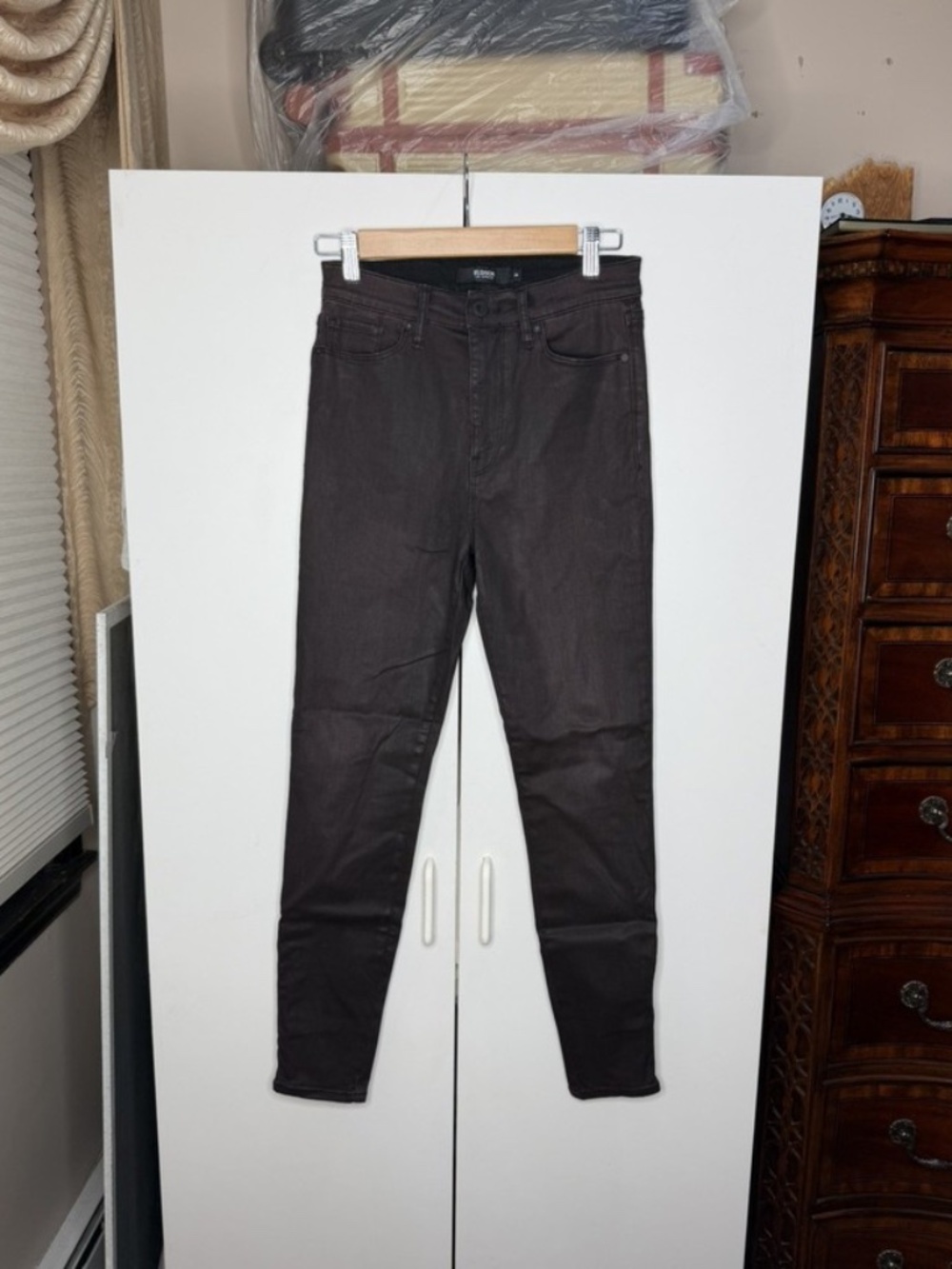 Hudson Barbara High Rise Super Skinny Ankle Jewel Side Zip Jeans Deep Red Sz 28